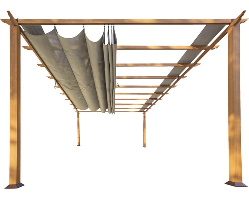 Holz Pergola mit Stoffdach als Sonnenschutz