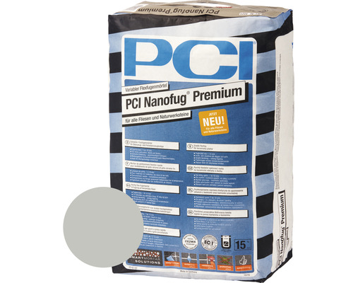 PCI Nanofug® Premium Variabler Flexfugenmörtel für alle Fliesen und Natursteine hellgrau 15 kg