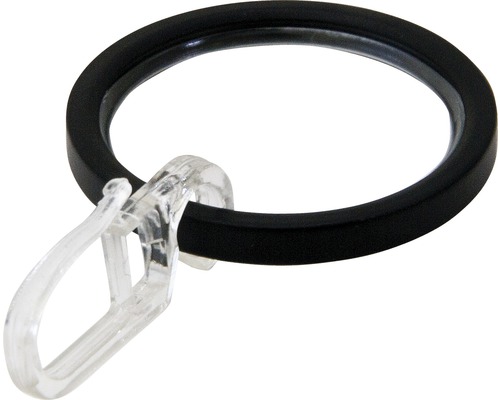 Gardinenring flach mit Haken und Gleiteinlage für Rivoli schwarz Ø 20 mm 10 Stk. Gardinenring mit Clip für Vorhänge