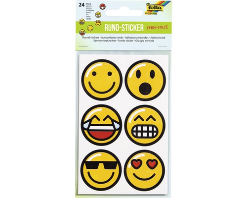 Rund-Sticker Emojis 24-tlg.