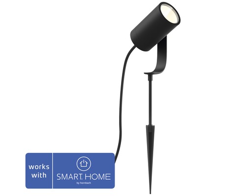 Philips hue LED Spot 1er Erweiterung White & Color Ambiance Outdoor RGB 8W 640 lm 2000-6500 K schwarz - kompatibel mit SMART HOME by hornbach Schwarzer Gartenstrahler mit Erdspieß und Smart Home Kompatibilität