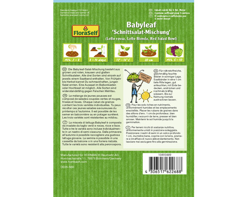 Samenpackung Babyleaf Schnittsalat Mischung mit den Sorten Lollo Rossa, Lollo Bionda und Red Salad Bowl