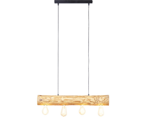 Hängelampe aus Holz mit vier Leuchtmitteln