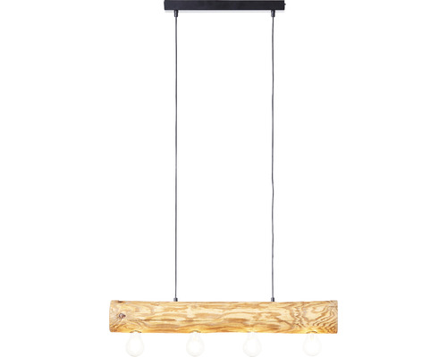 Hängelampe aus Holz mit vier Glühbirnen
