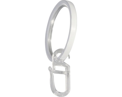 Gardinenring flach mit Haken und Gleiteinlage für Rivoli weiß Ø 20 mm 10 Stk. Gardinenring mit Gleiter