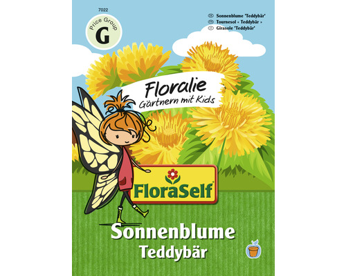 Blumensamen FloraSelf Floralie-Gärtnern mit Kids Zwerg-Sonnenblume 'Teddybär' Sonnenblume Teddybär Samenpackung