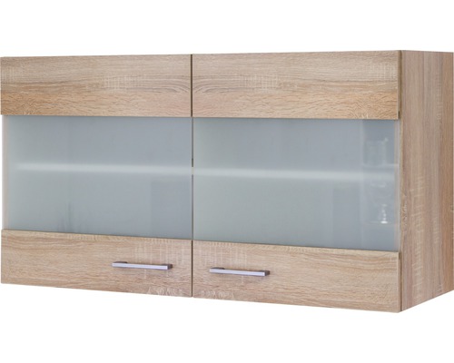 Flex Well Hängeschrank mit Glastür Samoa BxTxH 100 x 32 x 55 cm sonoma eiche matt zerlegt Anschlag links rechts 00007603