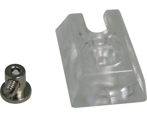 SOLUNA Spannschuh aus Kunststoff & Metall für Seitenführung 16 & 25 mm transparent Halterung und Schraube zur Befestigung