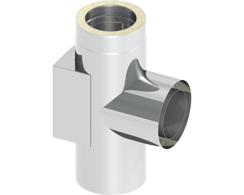 Jeremias Vision T-Anschluss 90° mitit gegenüberliegene Reinigung Ø130 mm T-Stück für Ofenrohr aus Edelstahl
