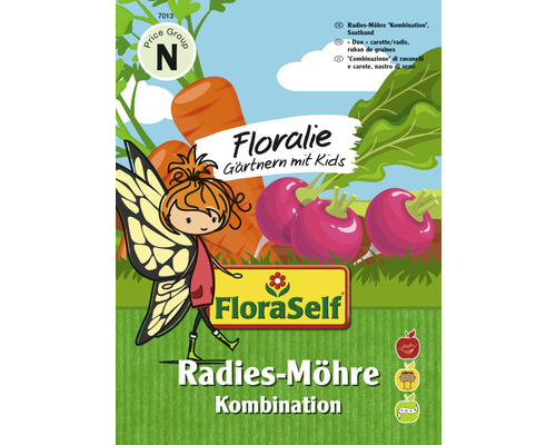 Gemüsesamen FloraSelf Floralie-Gärtnern mit Kids Karotte & Radieschen Saatband FloraSelf Radieschen und Karotten Samenband für Kinder