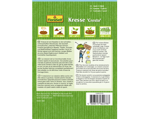 FloraSelf Kresse Cresto Saatgutpackung