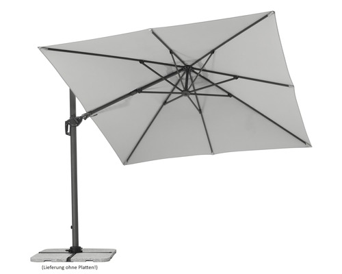 Sonnenschirm Schneider Rhodos Twist 300 x 300 cm silbergrau Rechteckiger Ampelschirm für den Garten