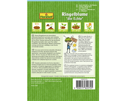 FloraSelf Ringelblume ''die Echte'', Inhalt reicht für circa 100 Pflanzen