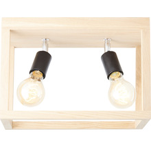 Deckenleuchte mit zwei Lampen in Holzrahmen