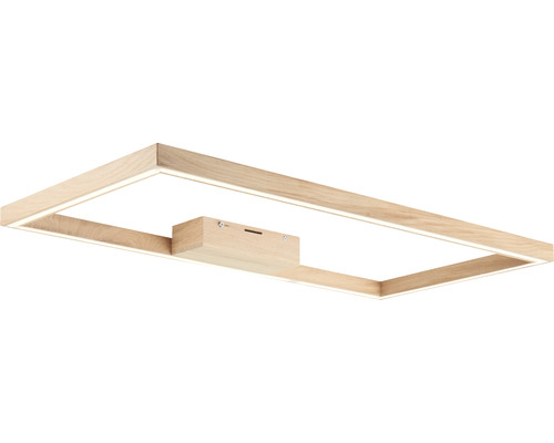 Rechteckige Deckenleuchte aus Holz mit integrierten LED-Leuchten