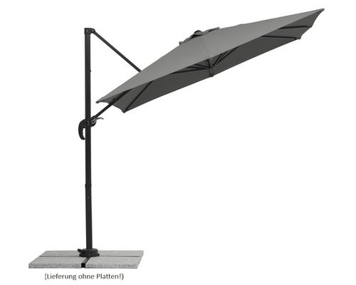 Sonnenschirm Schneider Rhodos Junior 230 x 230 cm anthrazit Freiarm-Sonnenschirm mit grauem Schirmdach und schwarzem Gestell