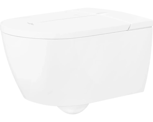 Villeroy & Boch Dusch-WC Set ViClean-I 100 Tiefspüler offener Spülrand weiß glänzend mit Beschichtung mit WC-Sitz V0E100R1