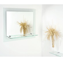 Wandspiegel mit Glasablage und Dekoration