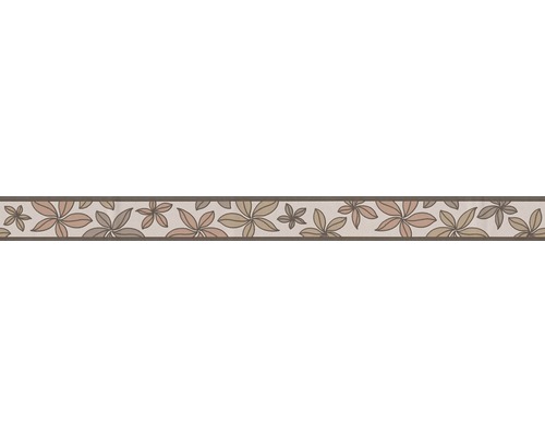 Bordüre 2814-18 selbstklebend Blüten braun beige 5 m x 5 cm Bordüre mit Blättermuster für Wandgestaltung
