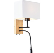 Wandleuchte mit Leselampe und weißem Lampenschirm