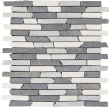 Mosaikfliese aus Naturstein in grau und weiß