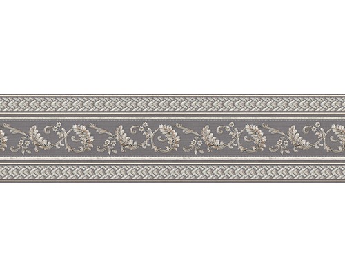 Bordüre 36731-1 Papier Ranken-Ornament graphit silber 5 m x 17 cm