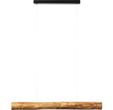 Hängelampe aus Holz mit schwarzer Halterung