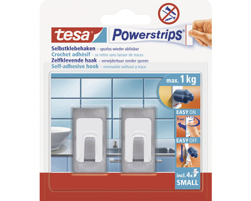 Handtuchhaken Tesa Powerstrips® Small edelstahl/weiß matt 57997-00000-20