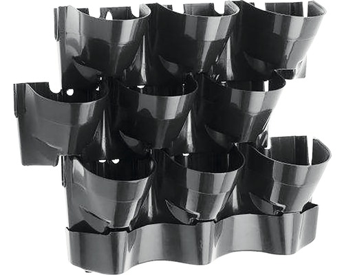 Vertikaler Pflanzkasten mit neun Fächern für die Wandmontage.