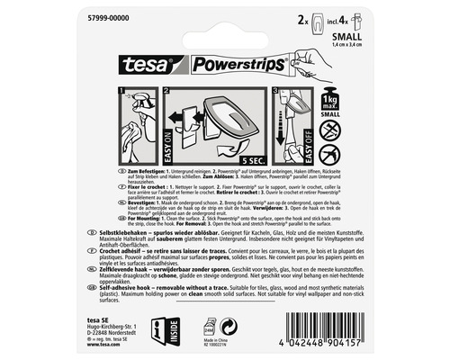 Tesa Powerstrips kleiner Klebehaken Packungsinhalt