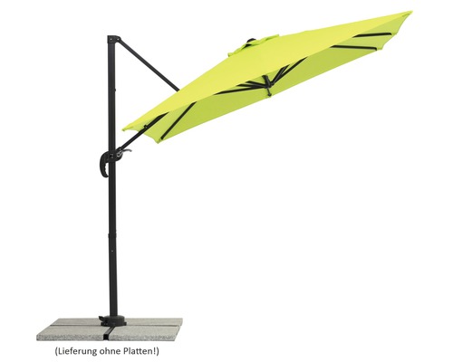 Sonnenschirm Schneider Rhodos Junior 230 x 230 cm apfelgrün Freiarm Ampelschirm für den Garten mit Fuss