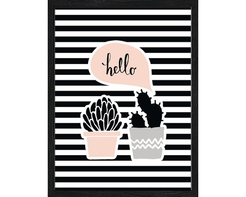 Gerahmtes Bild Hello Kaktus 33x43 cm