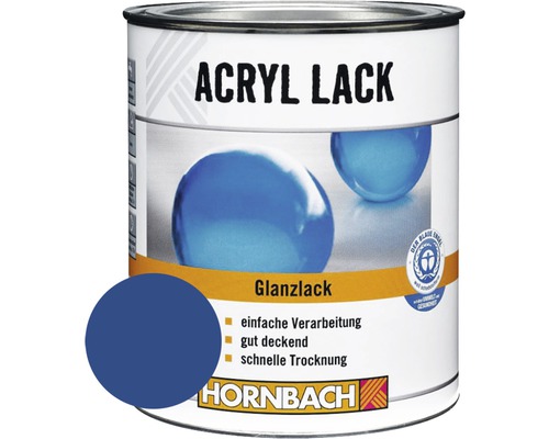 HORNBACH Buntlack Acryllack glänzend enzianblau 750 ml Acryl Lack Dose mit Aufdruck und Hornbach Logo