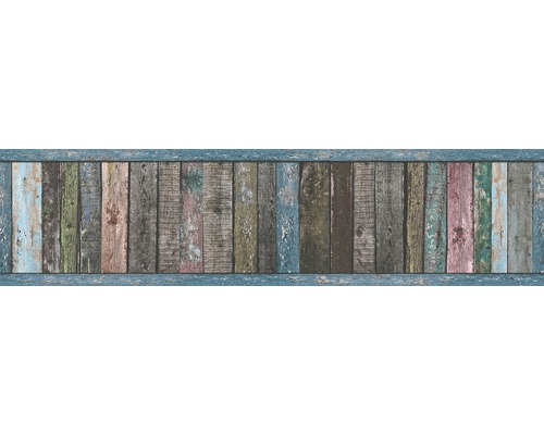 Bordüre 36860-1 Only Borders Bretter braun grün blau 5 m x 13 cm Holzpaneel mit unterschiedlichen Farben und Texturen