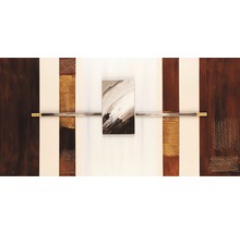 Dekoratives Wandbild mit braunen, weißen und goldenen Akzenten als Wandschmuck
