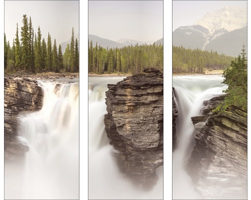 Glasbild Waterfall 3er-Set 3x 30x80 cm