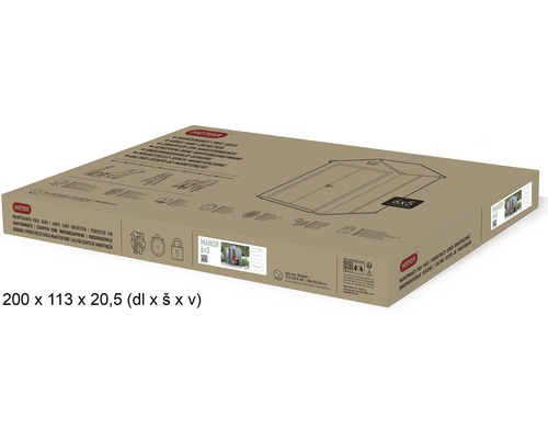 Verpackungskarton eines Gartenhauses, Abmessungen 200 x 113 x 20,5 Zentimeter