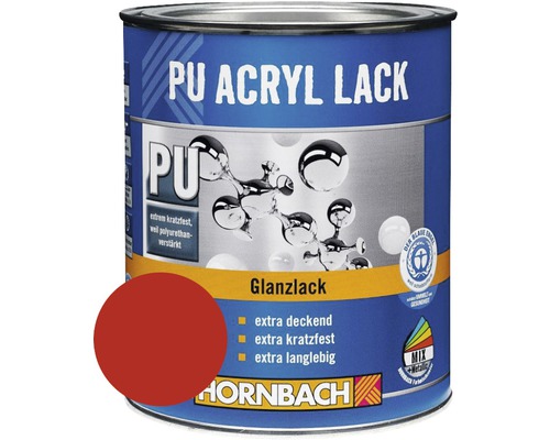 HORNBACH Buntlack PU Acryllack glänzend RAL 3000 feuerrot 750 ml