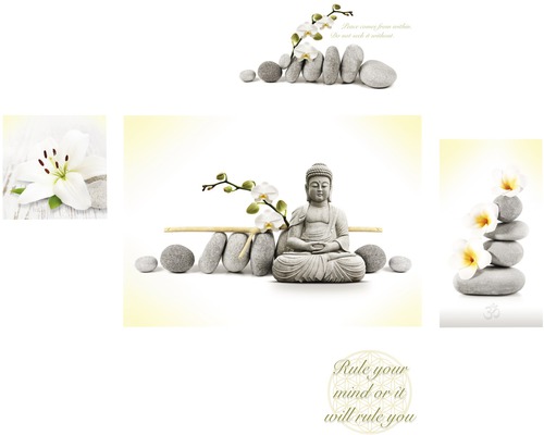 Leinwandbild Grey Buddha 5er-Set 120x100 cm