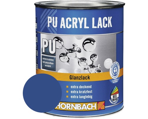 HORNBACH Buntlack PU Acryllack glänzend RAL 5010 enzianblau 125 ml