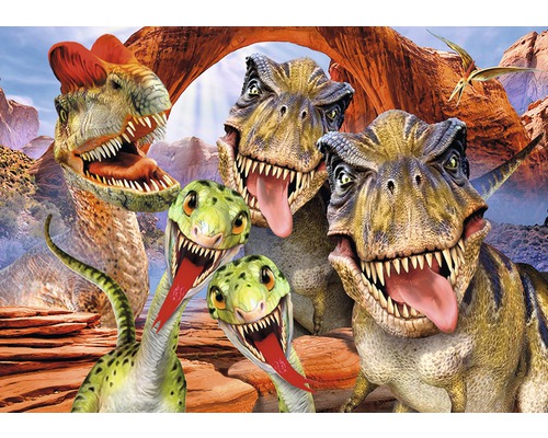 Fototapete Vlies 12845V8 Selfies Dinosaurier 4-tlg. 368 x 254 cm