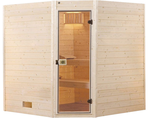 Holzsauna mit Glastür für den Innenbereich