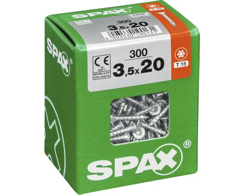 Spax Schrauben 3,5x20 Millimeter in Kartonverpackung