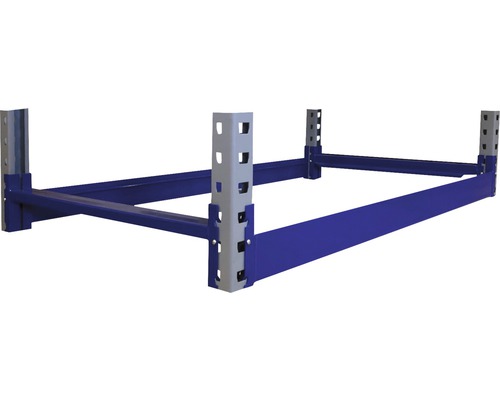 Zusatzebene für Schwerlastregal Industrial 100 cm ohne Holzboden Metallregalrahmen mit blauen Traversen und grauen Ständern