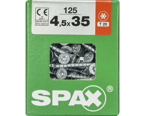 Spax Universalschraube T-STAR plus Senkkopf TX Teilgewinde 4,5x35 mm WIROX 125 Stück Spax Schrauben 4,5x35 mm, Packung mit 125 Stück