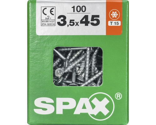 Spax Schrauben im Karton, Größe 3,5x45 mm, 100 Stück