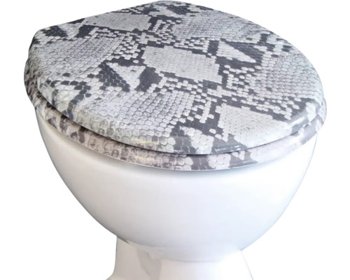 Toilette mit Toilettensitz in Schlangenlederoptik