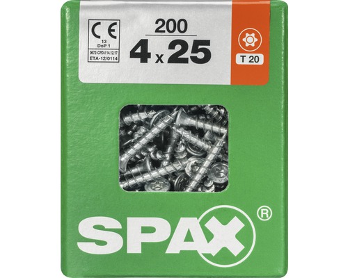 Spax Universalschraube T-STAR plus Senkkopf TX Vollgewinde 4x25 mm WIROX 200 Stück Spax Schrauben 4 x 25 Millimeter, 200 Stück