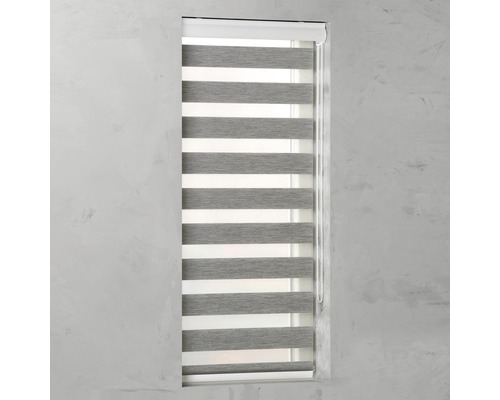 Fensterrollo mit abwechselnden transparenten und blickdichten Streifen