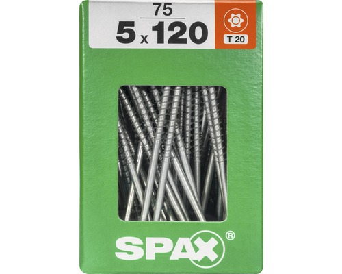 Spax Universalschraube T-STAR plus Senkkopf TX Teilgewinde 5x120 mm WIROX 75 Stück Paket Spax Schrauben, 5x120 Millimeter